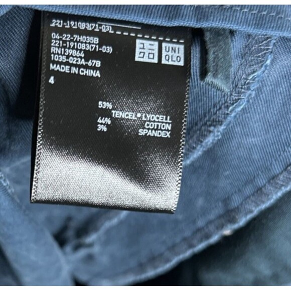 Uniqlo x Hana Tajima Pants Flat Front Pockets Straight Leg Blue Size 4 - Picture 2 of 8